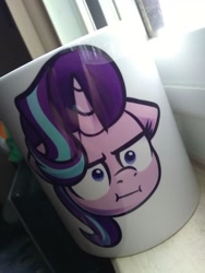 Size: 1536x2048 | Tagged: safe, artist:shibaroll, imported from derpibooru, starlight glimmer, pony, unicorn, :i, floppy ears, i mean i see, irl, merchandise, mug, photo, solo, unamused