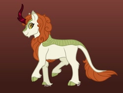Size: 1280x972 | Tagged: safe, artist:quincydragon, imported from derpibooru, autumn blaze, kirin, cloven hooves, female, gradient background, solo