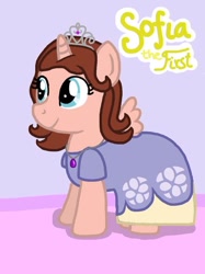 Size: 400x534 | Tagged: safe, artist:paintsplat1418, imported from derpibooru, alicorn, pony, alicornified, clothes, crossover, dress, female, jewelry, ponified, princess sofia, race swap, sofia the first, solo, tiara