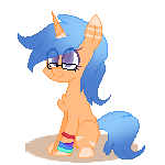 Size: 150x150 | Tagged: safe, artist:shyshella, imported from derpibooru, oc, oc only, oc:wynter dell, pony, unicorn, digital art, female, glasses, mare, pixel art, simple background, solo, transparent background