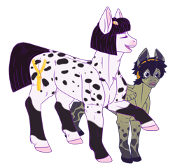 Size: 760x730 | Tagged: safe, artist:guidomista, artist:miiistaaa, artist:nijimillions, imported from derpibooru, earth pony, pegasus, pony, accessories, accessory, amazed, anime, appaloosa, bruno buccellati, clothes, coat markings, crossover, eyes closed, friends, hat, height difference, hooves, jjba, jojo, jojo's bizarre adventure, male, messy hair, messy mane, narancia ghirga, open mouth, pointing, ponified, realistic anatomy, realistic horse legs, simple background, socks (coat marking), socks (coat markings), splotches, spots, spotted, stallion, standing, straight hair, straight mane, straight tail, surprised, talking, transparent background, vento aureo, wide eyes, zipper