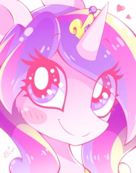Size: 1650x2100 | Tagged: safe, artist:hungrysohma, artist:sohmasatori, imported from derpibooru, princess cadance, alicorn, pony, beautiful, blushing, cute, cutedance, female, heart, looking at you, mare, pretty, smiling, solo