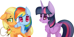 Size: 1158x586 | Tagged: safe, artist:greenmarta, imported from derpibooru, applejack, rainbow dash, twilight sparkle, alicorn, pony, appledash, female, simple background, transparent background, twilight sparkle (alicorn)