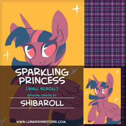 Size: 876x876 | Tagged: safe, artist:shibaroll, imported from derpibooru, twilight sparkle, alicorn, pony, advertisement, obtrusive watermark, solo, twilight sparkle (alicorn), wall scroll, watermark