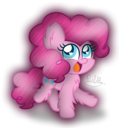 Size: 1153x1239 | Tagged: safe, artist:bubbly-storm, imported from derpibooru, pinkie pie, pony, chest fluff, cute, diapinkes, ear fluff, female, fluffy, heart eyes, leg fluff, open mouth, simple background, solo, transparent background, wingding eyes