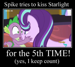 Size: 500x450 | Tagged: safe, deleted from derpibooru, edit, edited screencap, hundreds of users filter this tag, imported from derpibooru, screencap, spike, starlight glimmer, dragon, the crystalling, caption, carpet, castle, cute, discovery family logo, female, hands on cheeks, image macro, implied interspecies, implied kissing, kissy face, looking at each other, male, mare, meme, op is a duck, op is trying to start shit, open mouth, red carpet, shipping, sparlight, straight, talking to viewer, text