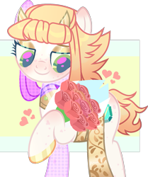 Size: 1247x1494 | Tagged: safe, artist:daydreamprince, imported from derpibooru, oc, oc only, earth pony, pony, base used, bouquet, female, flower, mare, solo