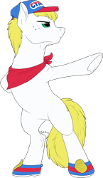 Size: 921x1587 | Tagged: safe, artist:mythpony, imported from derpibooru, oc, oc only, oc:triforce treasure, earth pony, pony, bipedal, cap, hat, male, simple background, solo, stallion, transparent background