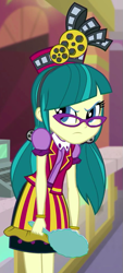 Size: 293x650 | Tagged: safe, imported from derpibooru, screencap, juniper montage, equestria girls, mirror magic, spoiler:eqg specials, angry, cash register, clothes, cropped, glasses, hat, mirror, theater, uniform