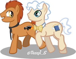 Size: 2053x1574 | Tagged: safe, artist:tassji-s, imported from derpibooru, earth pony, pony, aziraphale, crossover, crowley, good omens, simple background, transparent background