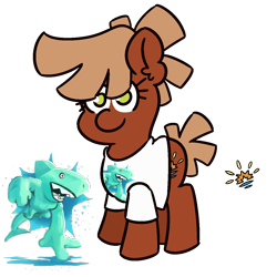 Size: 1200x1200 | Tagged: safe, artist:threetwotwo32232, imported from derpibooru, oc, oc only, oc:calamari sunrise, earth pony, pony, shark, clothes, female, mare, shirt, simple background, solo, t-shirt, transparent background