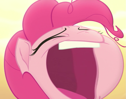 Size: 723x570 | Tagged: safe, edit, edited screencap, imported from derpibooru, screencap, pinkie pie, earth pony, pony, my little pony: the movie, bone dry desert, cropped, desert, desert sun madness, faic, female, insanity, laughing, mare, messy mane, not salmon, ponk, solo, wat