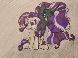 Size: 2586x1934 | Tagged: safe, artist:iffoundreturntorarity, imported from derpibooru, nightmare rarity, rarity, pony, atg 2019, newbie artist training grounds, traditional art