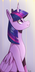 Size: 1655x3386 | Tagged: safe, artist:kimjimisarty, imported from derpibooru, twilight sparkle, alicorn, pony, cute, female, mare, profile, signature, simple background, sitting, solo, twiabetes, twilight sparkle (alicorn)