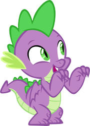 Size: 2694x3739 | Tagged: safe, artist:memnoch, imported from derpibooru, spike, dragon, sparkle's seven, excited, male, simple background, solo, transparent background, vector, winged spike, wings