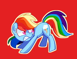 Size: 1648x1270 | Tagged: safe, artist:andromedasparkz, imported from derpibooru, rainbow dash, earth pony, pony, female, mare, race swap, scared, simple background, solo