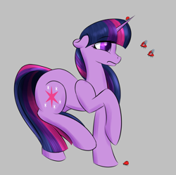 Size: 864x859 | Tagged: safe, artist:renarde-louve, imported from derpibooru, twilight sparkle, ladybug, pony, unicorn, atg 2019, female, floppy ears, newbie artist training grounds, solo, twilight hates ladybugs, unicorn twilight