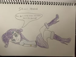 Size: 4032x3024 | Tagged: safe, artist:rohanartlife, imported from derpibooru, rarity, equestria girls, adorasexy, bedroom eyes, blue eyes, boots, clothes, cute, female, high heel boots, high heels, legs, legs in air, looking at you, lying down, sexy, shoes, solo, thin heel boots, traditional art