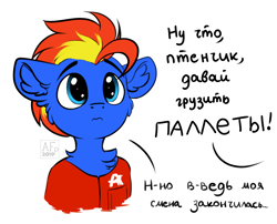 Size: 4324x3500 | Tagged: safe, artist:airfly-pony, imported from derpibooru, oc, oc only, oc:wing hurricane, pony, auchan, bust, cute, cyrillic, offscreen character, rcf community, russian, simple background, solo, translated in the description, white background
