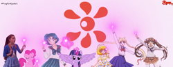 Size: 1024x400 | Tagged: safe, artist:ryanswan5, imported from derpibooru, pinkie pie, twilight sparkle, alicorn, crossover, cure peace, female, glitter force, glitter peace, japan, kyoto animation, precure, pretty cure, sailor moon, twilight sparkle (alicorn), wings