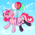 Size: 3600x3600 | Tagged: safe, artist:tuzz-arts, imported from derpibooru, oc, oc only, oc:peppy revvy, pony, unicorn, balloon, female, flying, mare, solo