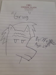 Size: 4608x3456 | Tagged: safe, artist:waffles, imported from derpibooru, oc, oc:grug, earth pony, pony, grug, meme, photo, ponified meme, solo, trotcon, unga