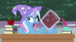 Size: 1920x1080 | Tagged: safe, imported from derpibooru, screencap, trixie, pony, a horse shoe-in, animated, book, female, implied sandbar, sound, webm