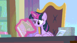 Size: 800x450 | Tagged: safe, imported from derpibooru, screencap, twilight sparkle, alicorn, pony, a horse shoe-in, animated, female, gif, origami, twilight sparkle (alicorn)