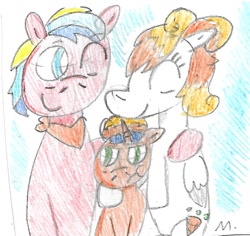 Size: 872x823 | Tagged: safe, artist:ptitemouette, imported from derpibooru, oc, oc:big shield, oc:bubble top, oc:secret garden, earth pony, pegasus, pony, unicorn, family, father and son, female, magical lesbian spawn, male, mare, mother and son, oc x oc, offspring, offspring shipping, offspring's offspring, parent:big macintosh, parent:carrot top, parent:derpy hooves, parent:oc:big shield, parent:oc:bubble top, parent:shining armor, parents:derpytop, parents:oc x oc, parents:shiningmac, shipping, stallion, straight