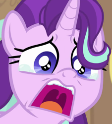 Size: 788x872 | Tagged: safe, imported from derpibooru, screencap, starlight glimmer, pony, a horse shoe-in, cropped, crying, faic, female, mare, mawshot, open mouth, phyllis no!, sad, solo, starlight glimmer is best facemaker, uvula