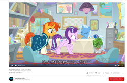 Size: 1403x920 | Tagged: safe, edit, edited screencap, imported from derpibooru, screencap, phyllis, starlight glimmer, sunburst, trixie, unicorn, a horse shoe-in, caption, chinese, clothes, eyes closed, female, glasses, happy, male, mare, meta, plant, recycle bin, robe, shocked, stallion, starlight's office, top 10 anime list parody, watchmojo.com, youtube