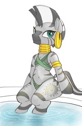 Size: 600x928 | Tagged: safe, artist:grissaecrim, artist:raikoh, imported from derpibooru, zecora, pony, clothes, female, solo, swimsuit