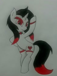 Size: 1500x2000 | Tagged: safe, artist:diamondheart21, imported from derpibooru, oc, oc:missheart, pony, unicorn, bipedal, cute, female, looking at you, mare, photo, solo, traditional art