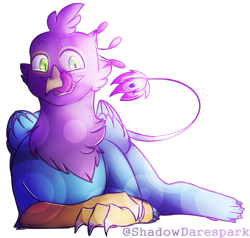 Size: 907x862 | Tagged: safe, artist:shadowdarespark, imported from derpibooru, oc, oc only, oc:gyro feather, oc:gyro tech, griffon, artfight, griffonized, kitchen eyes, licking, male, species swap, tongue out