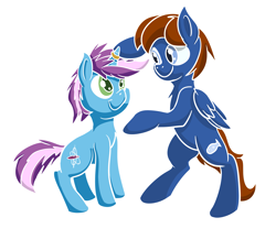 Size: 3777x3428 | Tagged: safe, artist:flowbish, artist:gyrotech, color edit, edit, imported from derpibooru, oc, oc:gyro tech, oc:seaward skies, pegasus, pony, unicorn, colored, male, ring