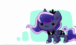 Size: 512x308 | Tagged: safe, artist:miki 14, artist:tomatoraito, imported from derpibooru, princess luna, alicorn, pony, :3, abstract background, chibi, crown, cute, dot eyes, female, jewelry, lunabetes, regalia, solo