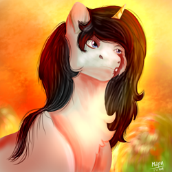 Size: 1500x1500 | Tagged: safe, artist:carmen artani, artist:euspuche, imported from derpibooru, oc, oc only, oc:bean, pony, unicorn, bust, female, fluffy, portrait, realistic