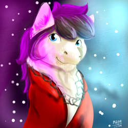 Size: 1500x1500 | Tagged: safe, artist:carmen artani, artist:euspuche, imported from derpibooru, oc, oc only, earth pony, pony, bust, fluffy, looking at you, male, miguel caballero rojo, portrait
