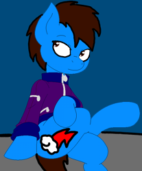 Size: 618x746 | Tagged: safe, artist:joey darkmeat, artist:sebtheartist, deleted from derpibooru, edit, imported from derpibooru, oc, oc:melodash, pegasus, clothes, jacket, stool