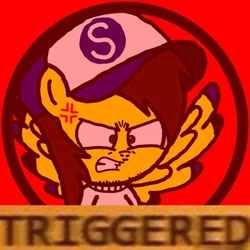 Size: 720x720 | Tagged: safe, artist:sebtheartist, deleted from derpibooru, imported from derpibooru, oc, oc:ponyseb, pegasus, pony, angry, cross-popping veins, meme, spread wings, triggered, wings