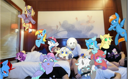 Size: 742x460 | Tagged: safe, artist:silver fox, derpibooru exclusive, imported from derpibooru, oc, human, pony, bed, china, china ponycon, chinese, group, group photo, hotel, hotel room, irl, irl human, meme, photo, sya's moon, wm club