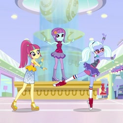 Size: 1072x1072 | Tagged: safe, imported from derpibooru, screencap, sour sweet, sugarcoat, sunny flare, dance magic, equestria girls, spoiler:eqg specials, ballerina, ballet, boots, clothes, converse, cute, disco dress, freckles, glasses, high heel boots, high heels, knee high socks, miniskirt, pantyhose, pigtails, ponytail, shadowbolts, shoes, skirt, sneakers, socks, street ballet, street ballet tutu, sugarcoat tutu, twintails