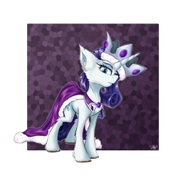 Size: 3000x3000 | Tagged: safe, artist:coldtrail, imported from derpibooru, princess platinum, rarity, pony, unicorn, cape, clothes, crown, female, jewelry, newbie artist training grounds, regalia, solo