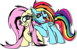 Size: 1462x922 | Tagged: safe, artist:sweetbrew, imported from derpibooru, fluttershy, rainbow dash, pony, goth, punk