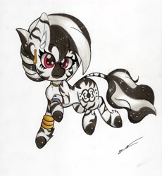 Size: 4919x5353 | Tagged: safe, artist:luxiwind, imported from derpibooru, oc, oc only, oc:ann, pony, zebra, absurd resolution, female, solo, traditional art