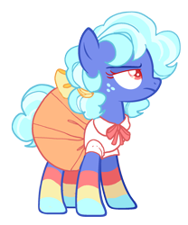 Size: 1490x1793 | Tagged: safe, alternate version, artist:holidaye, imported from derpibooru, oc, oc only, oc:candy carousel, earth pony, pony, bow, clothes, female, freckles, mare, reference sheet, shirt, simple background, skirt, socks, solo, transparent background