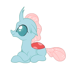 Size: 3000x3000 | Tagged: safe, artist:squipycheetah, imported from derpibooru, ocellus, changedling, changeling, crossed arms, crossed hooves, cute, diaocelles, female, folded wings, happy, looking up, simple background, sitting, smiling, solo, transparent background, transparent mane, wings