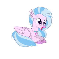 Size: 3000x3000 | Tagged: safe, artist:squipycheetah, imported from derpibooru, silverstream, hippogriff, cute, diastreamies, female, folded wings, happy, jewelry, necklace, open mouth, simple background, sitting, smiling, solo, transparent background, wings