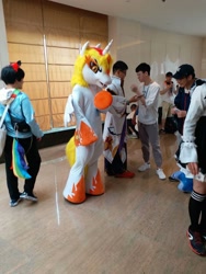 Size: 1440x1920 | Tagged: safe, imported from derpibooru, daybreaker, princess luna, rainbow dash, human, china, china ponycon, clothes, cnbc, cnbronycon, convention, cosplay, costume, fursuit, irl, irl human, photo