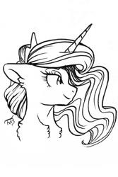 Size: 1000x1500 | Tagged: safe, artist:tillie-tmb, imported from derpibooru, princess luna, pony, bust, female, monochrome, portrait, solo